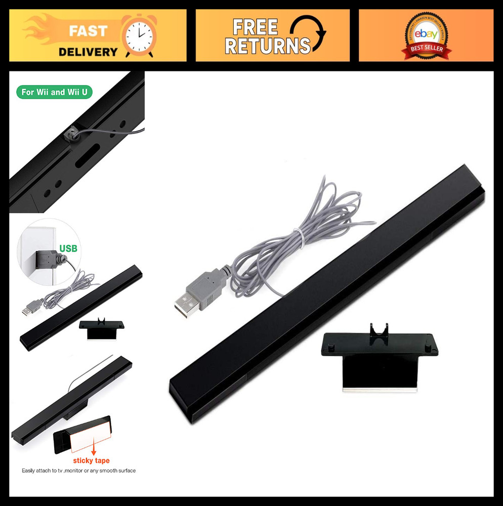 USB Wired Wii Sensor Bar - Replacement Infrared Motion Sensor for Nintendo Wii/W