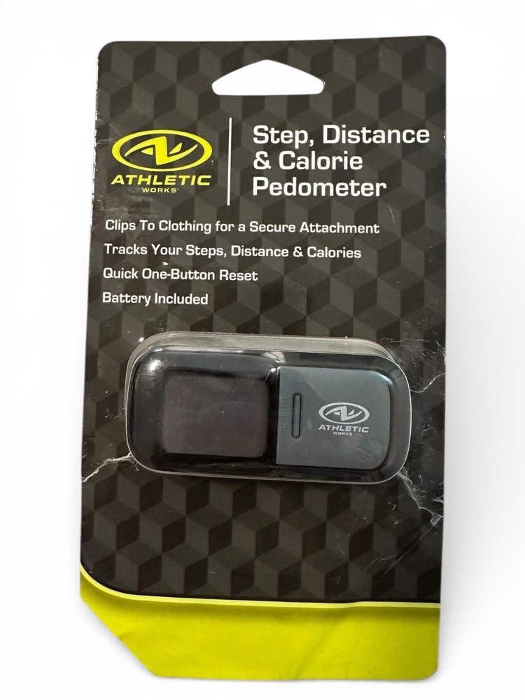 Athletic Works LCD Display Black Step Distance Calorie Counter Pedometer