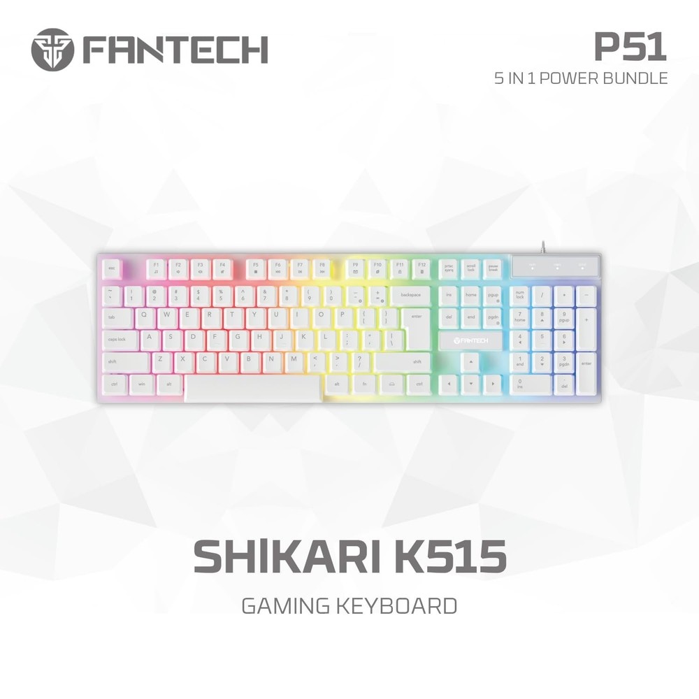 FANTECH 5 in-1 Gaming Keyboard and Mouse Combo, Rainbow LED Backlit Wired Key...