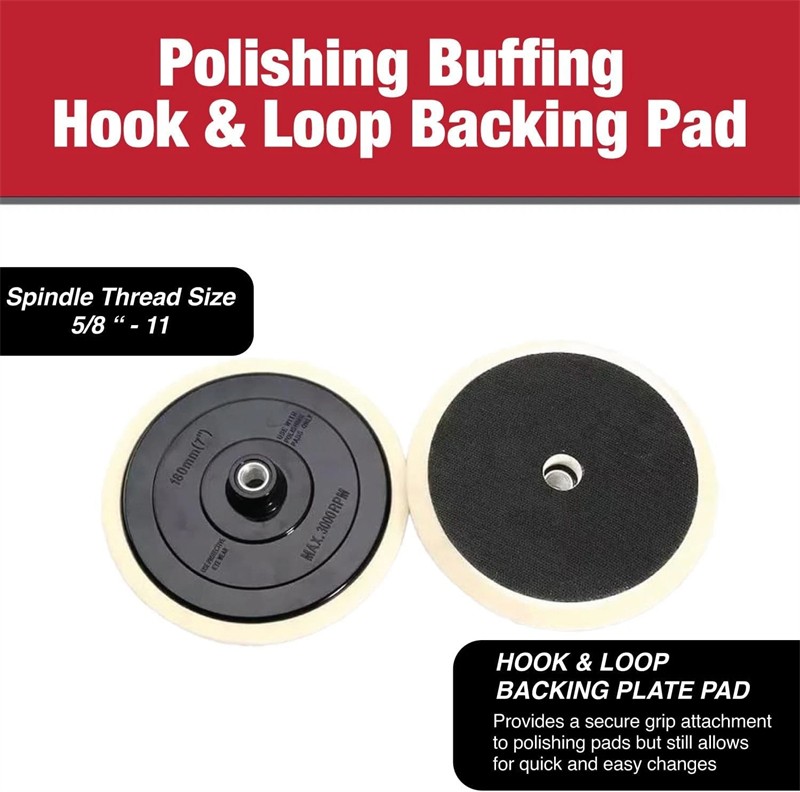2 PACK 7” Polishing Buffing Hook and Loop Backing Pad