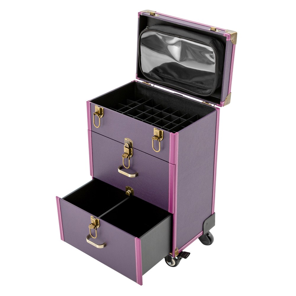 Professional Rolling Makeup Train Case Cosmetic Trolley Makeup Storage Organizer