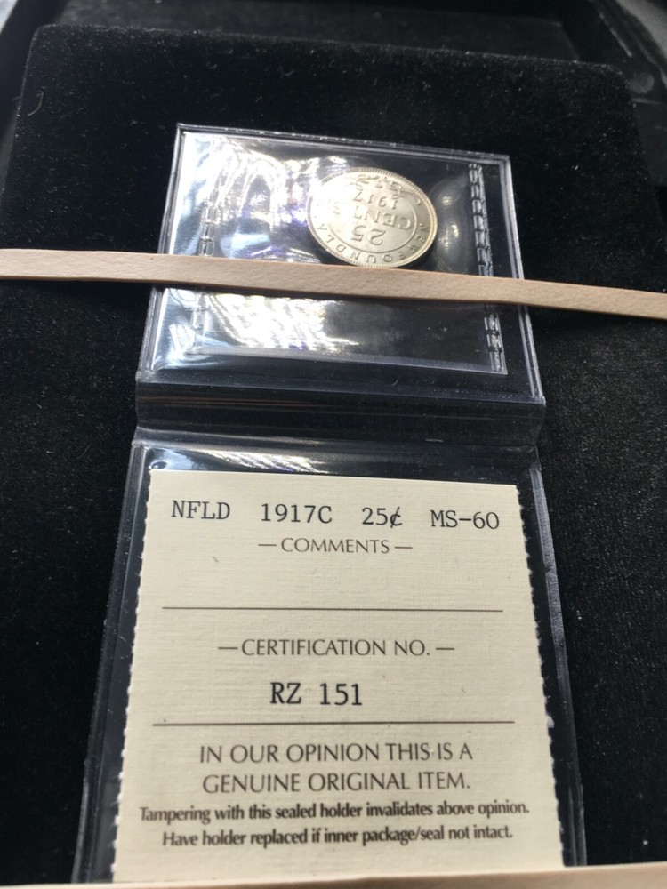 1917c ICCS Graded Newfoundland ¢25 Cent **MS-60**