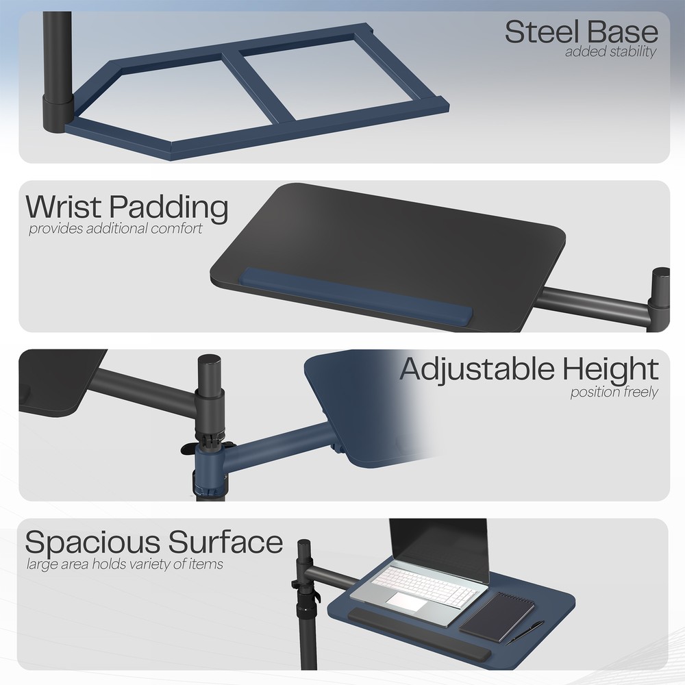 Sidekiix Overbed Table with Under Mattress Support, Adjustable Tray