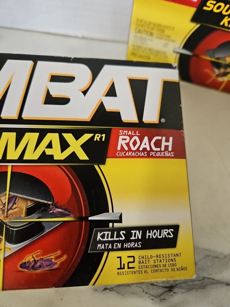 NEW! 2 Combat Source Kill Max Small Roach Killing Bait Stations 12 count Each