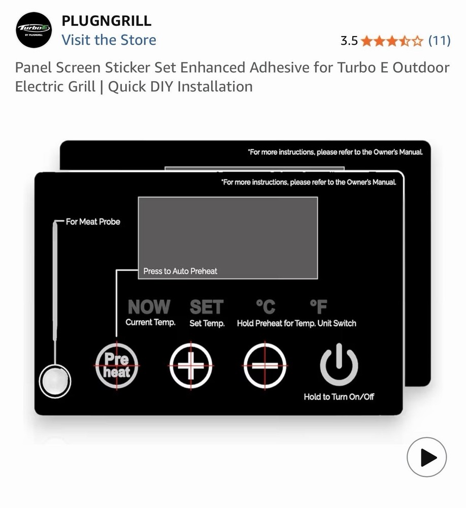 PLUGNGRILL Enhanced Adhesive Panel Screen Sticker Set Black DIY Install