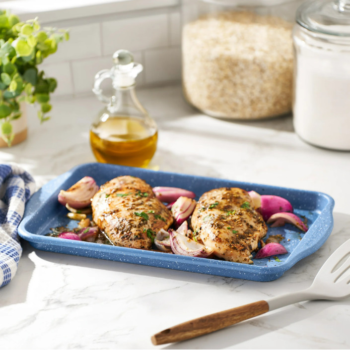 13" x 9" Nonstick Quarter Sheet Pan, Blue Speckle – Baking & Oven Use