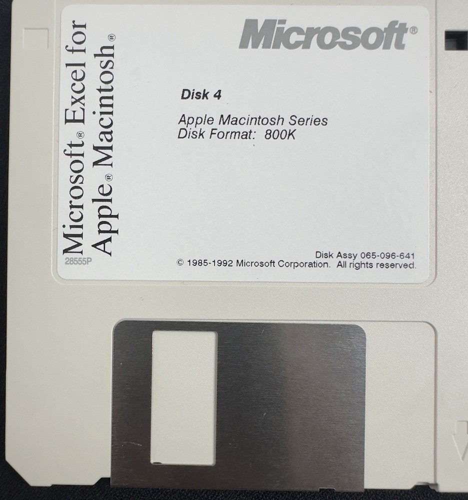 Vintage 1992 Microsoft Excel For Mac Apple Macintosh Floppy Disks Software