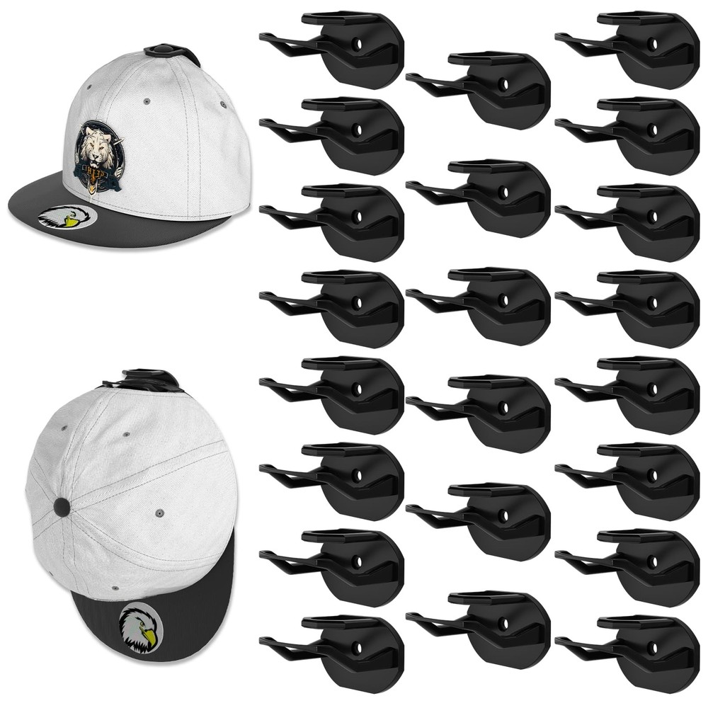22 Pack Adhesive Hat Hooks for Wall, Super Strong Rack Small, Black