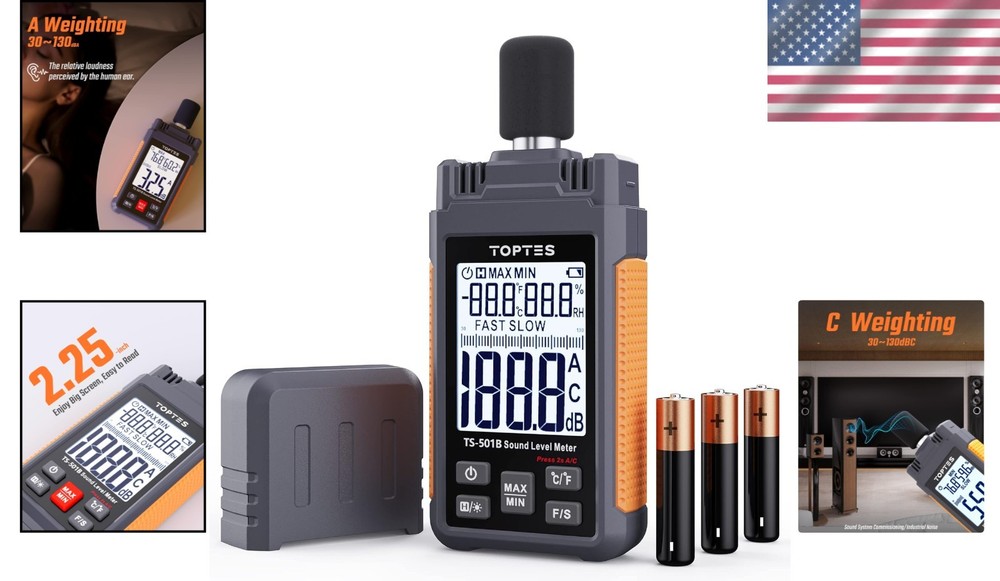 TS-501B Sound Level Meter - Compact Design with Backlight for Home & Factory Use