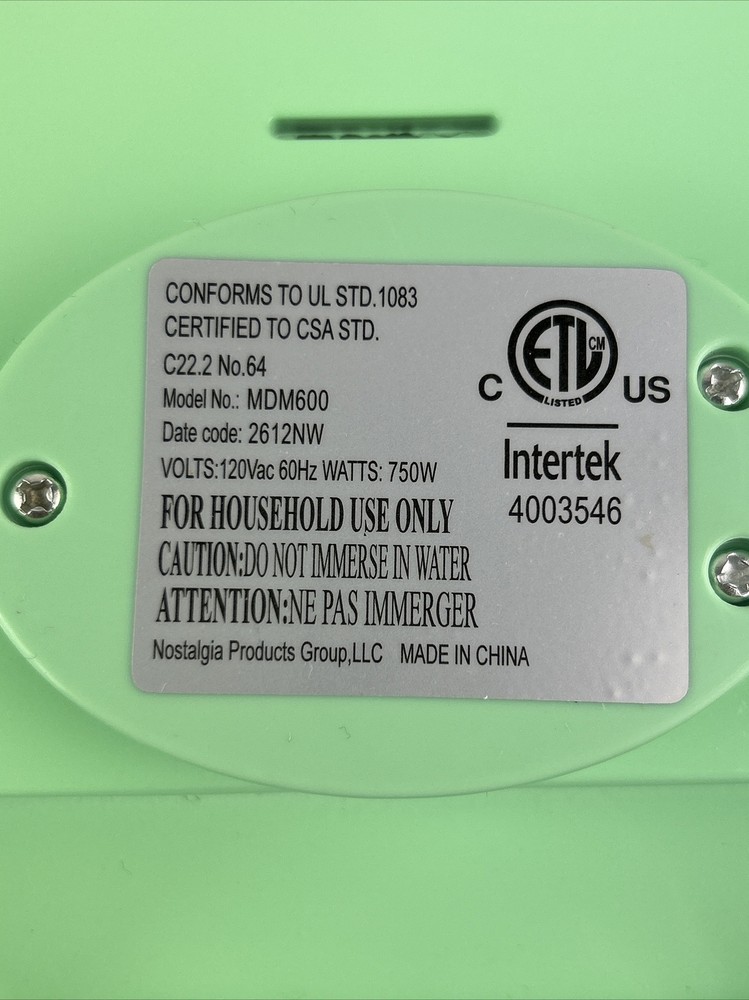 Nostalgia Electronics Electric Mini Donut Bakery Maker Dessert MDM600 - Tested