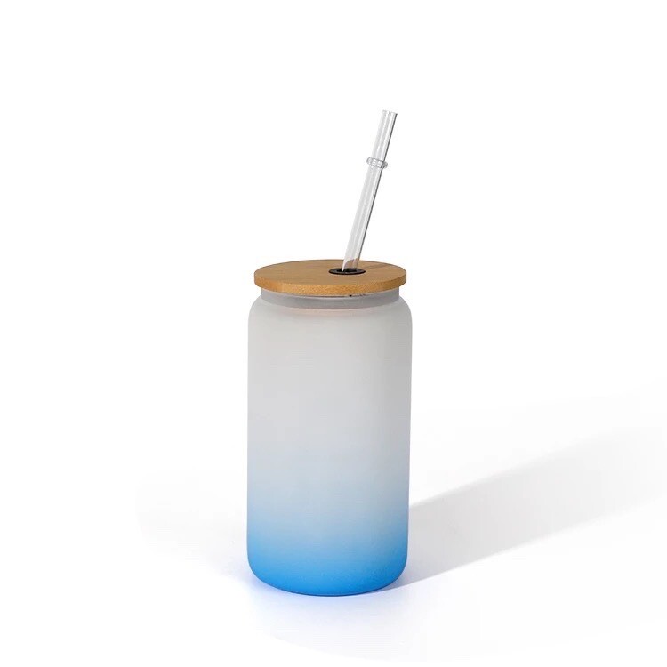 12 Pack- 16oz Sublimation Glass Can Ombré Colored Mixed Case Box