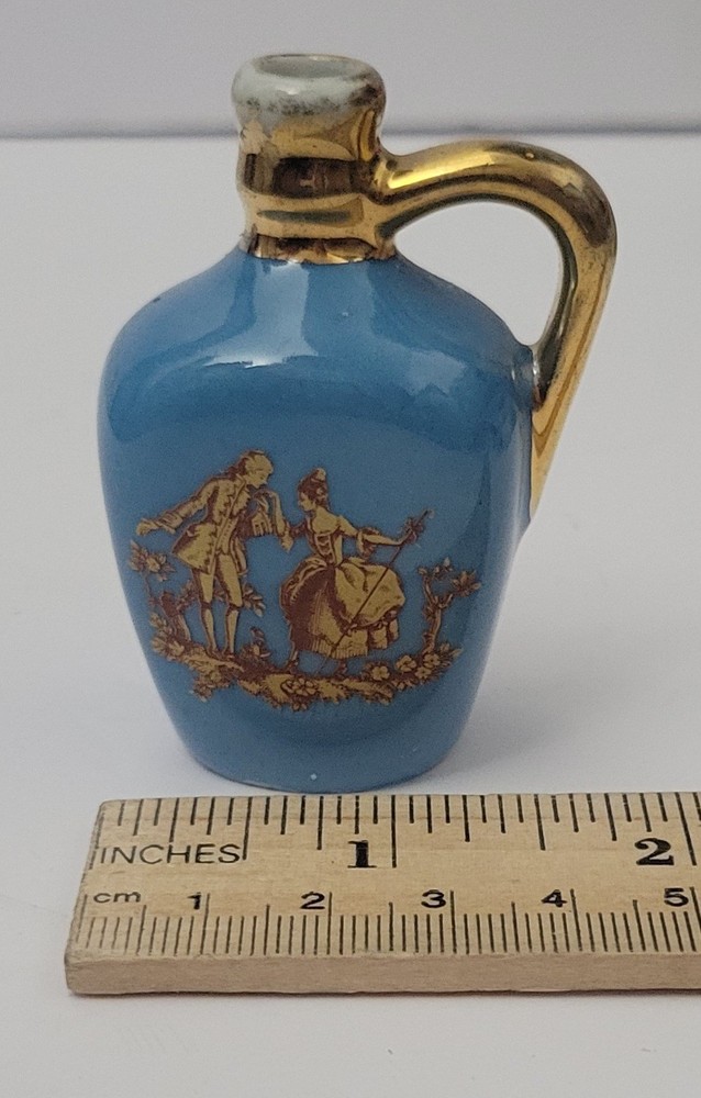 Vintage Mini Limoges Bottle Blue And Gold