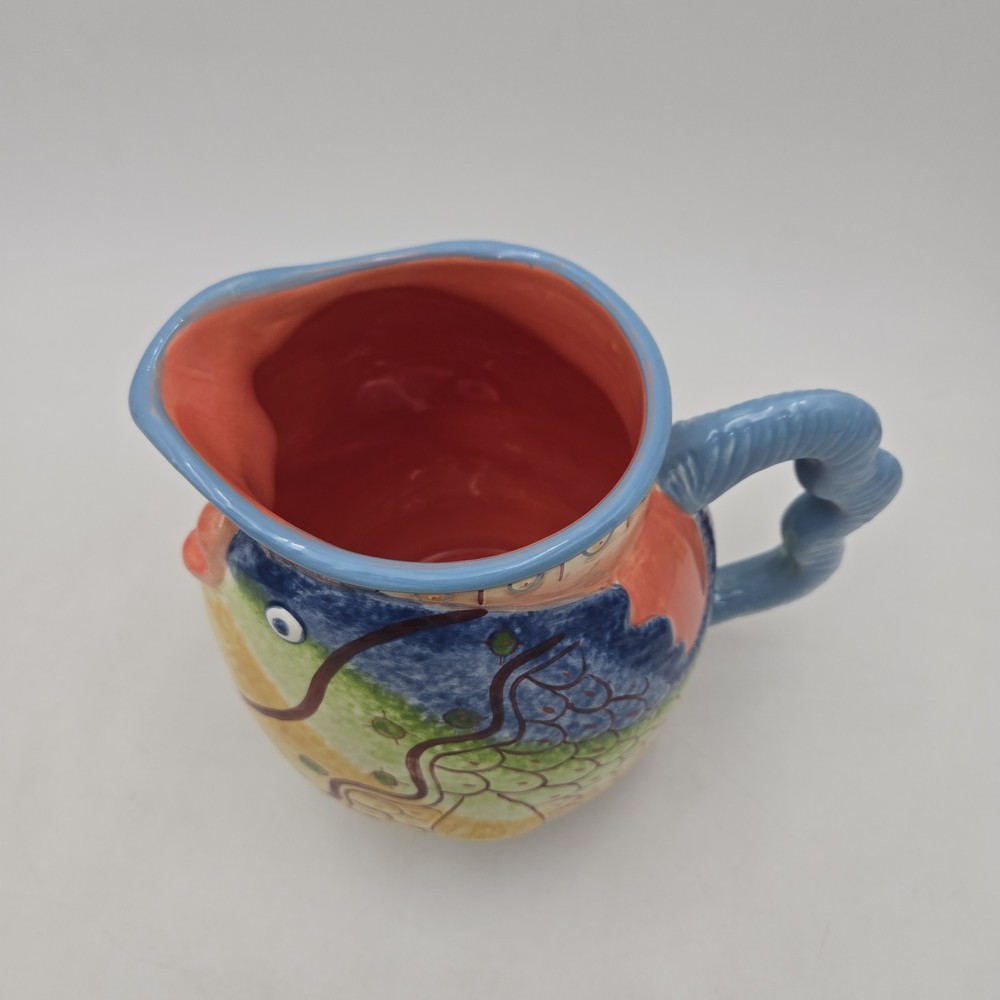 Multi Colored Fish Ceramic Pitcher by Bella Casa ( Ganz ) | Double Sided