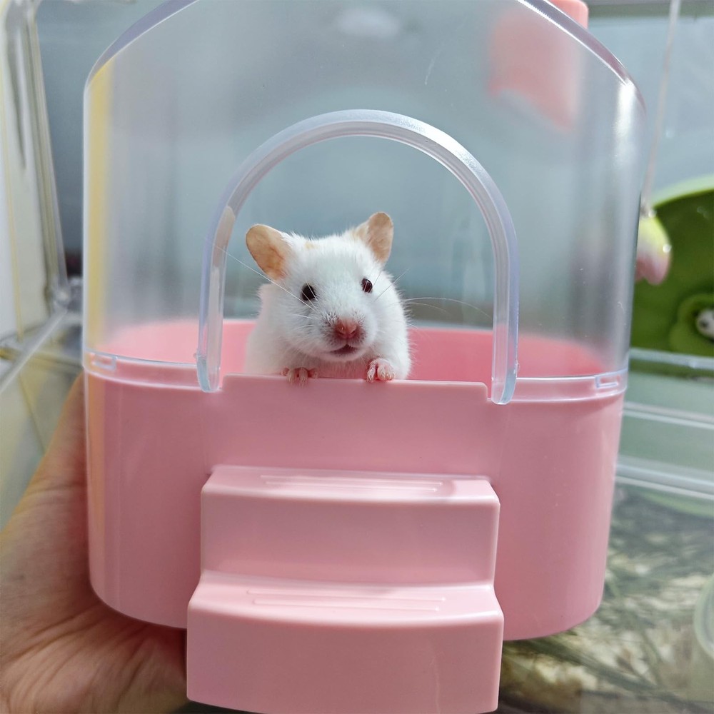Pink Hamster Sand Bath Container Box Large Space Bathtub Digging Chinchilla