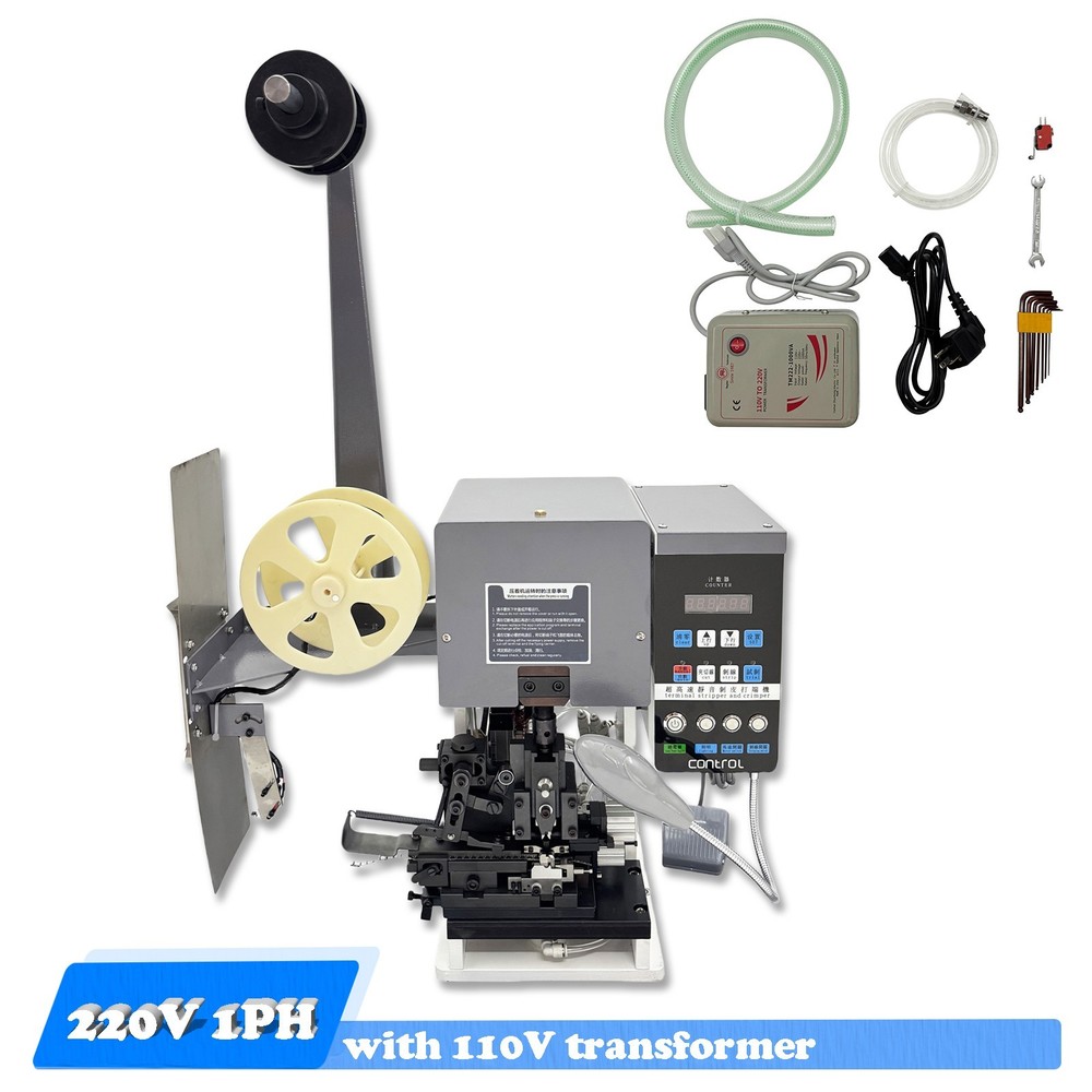 220V Auto Multi-core Wire Stripping & Crimping Machine with 110V Transformer