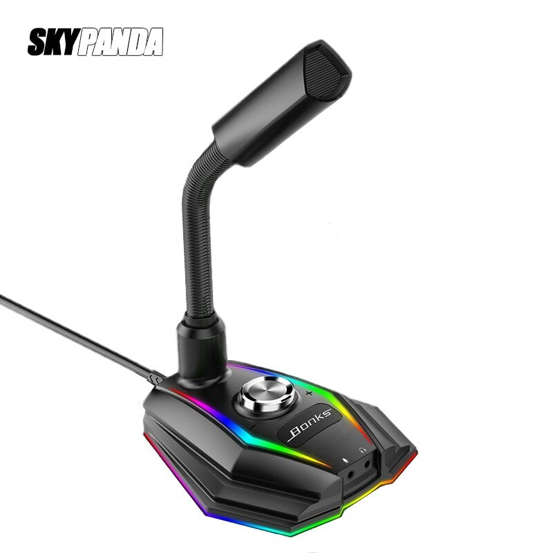 USB Desk Microphone For Gaming Communication Mic With Headphone Jack