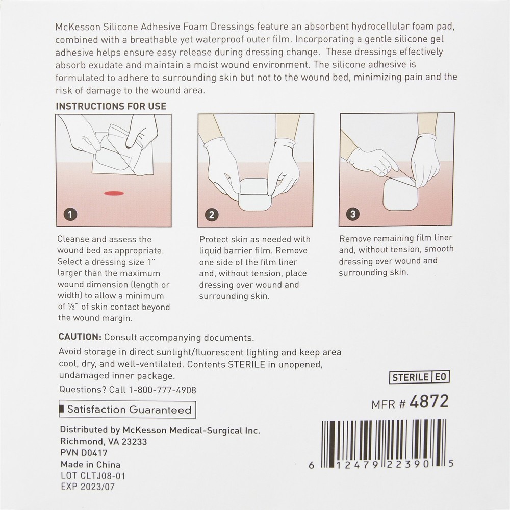 McKesson Lite Thin Foam Dressing 3 x 3" Square with Border 10 per Box