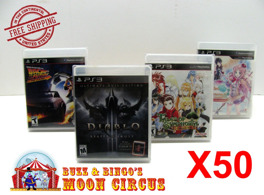 50x SONY PS3 CIB GAME - CLEAR PLASTIC PROTECTIVE BOX PROTECTOR SLEEVE CASE