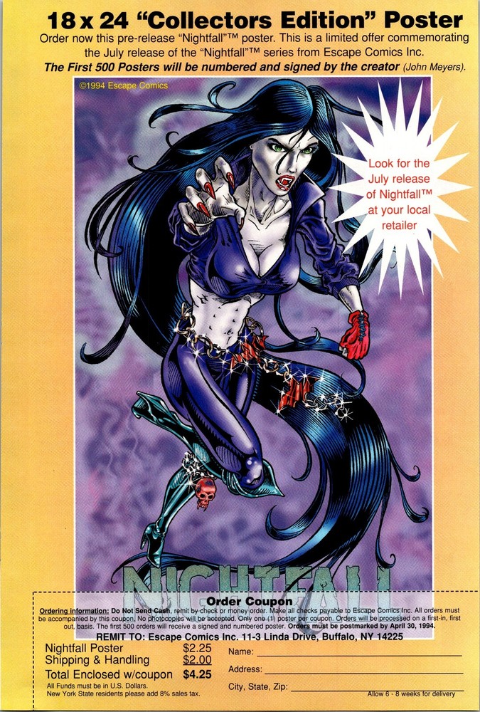 Nightfall Full Page Poster Exclusive - Framed Original Wizard Comics Page 1994