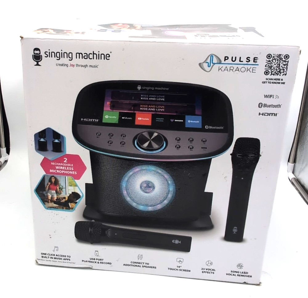 Singing Machine Pulse Premium Wi-Fi Karaoke System 10" Touchscreen Wireless Mics