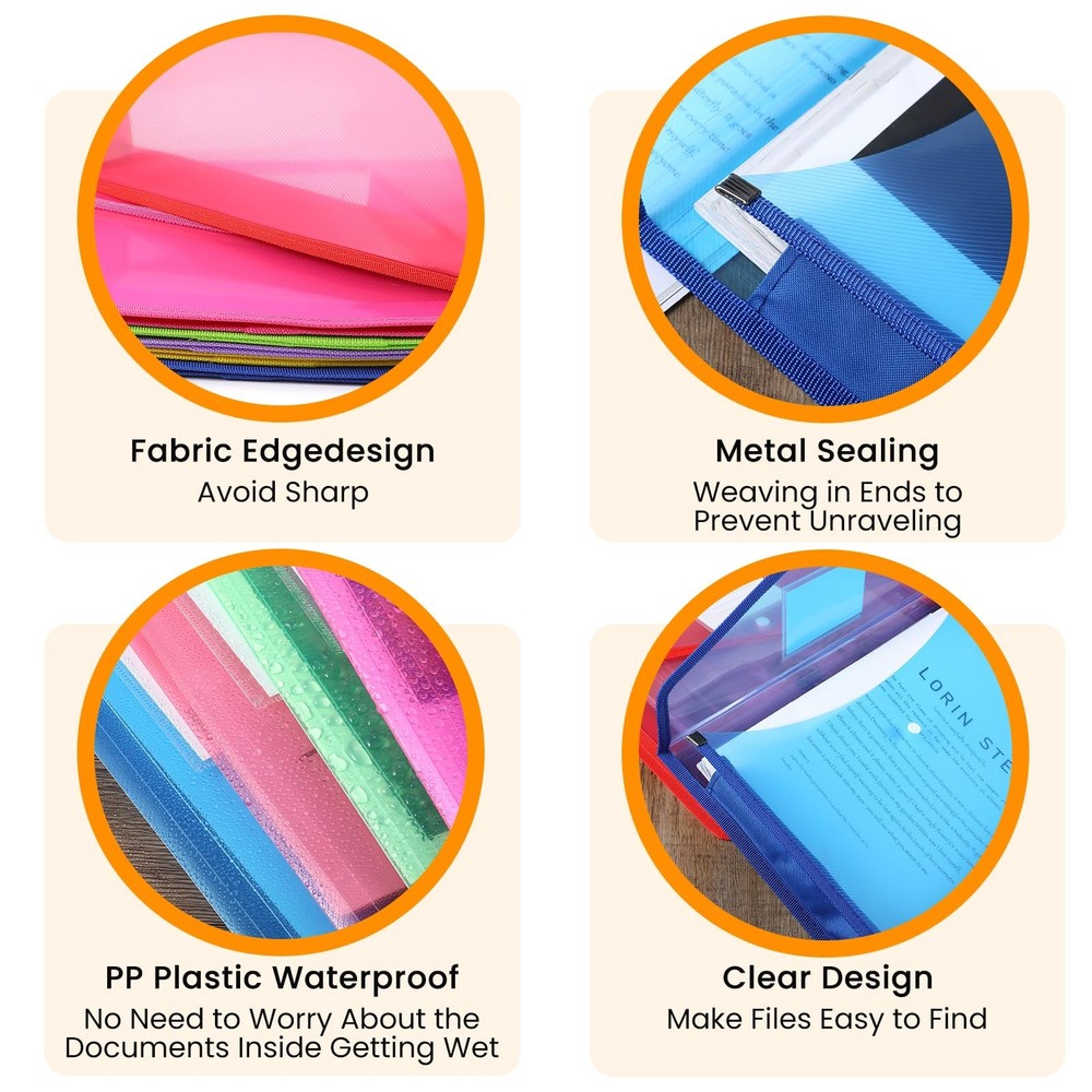 12 Pcs Plastic Expanding File Folder, Folders for Documents with Snap Closure...