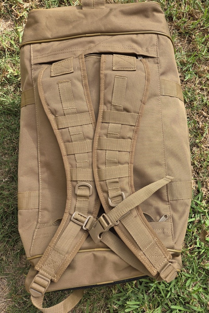 Flying Circle Tactical Square Duffel Backpack Goliad Brown External Pockets