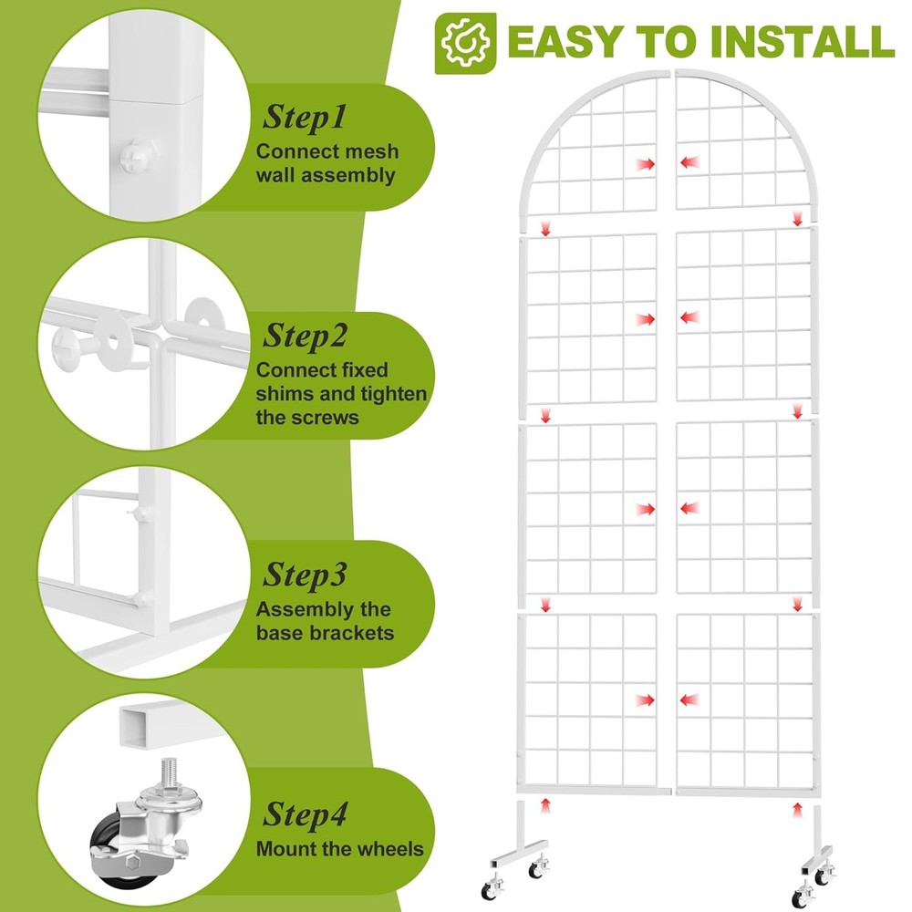 Grid Wall Panel 1PCS Display Stand 2' x 5.2' FT White Grid Wall Panels Movable R