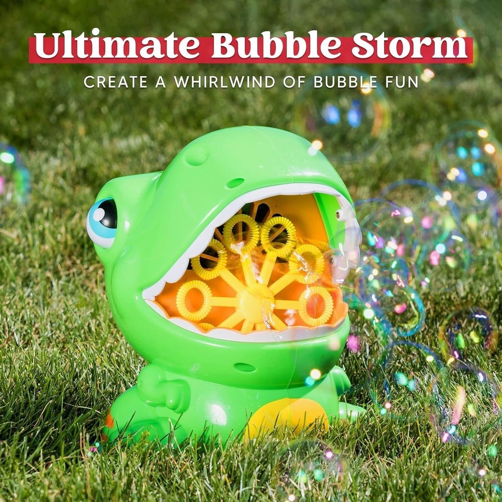 Dinosaur Bubble Machine, Bubble Machine Gun Blower with Solutions for Kids, S...