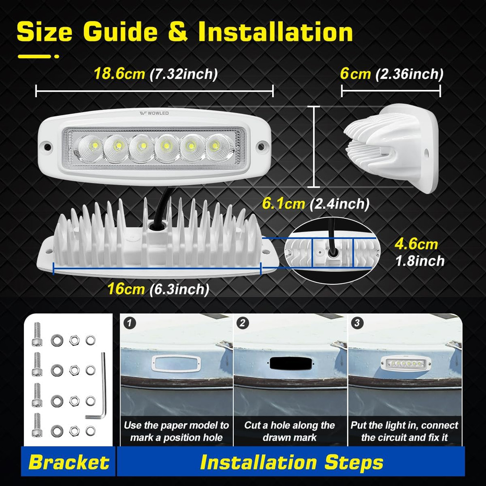 Flush Mount Boat LED Light Spreader Deck 2 Pack Marine LED Spotlights