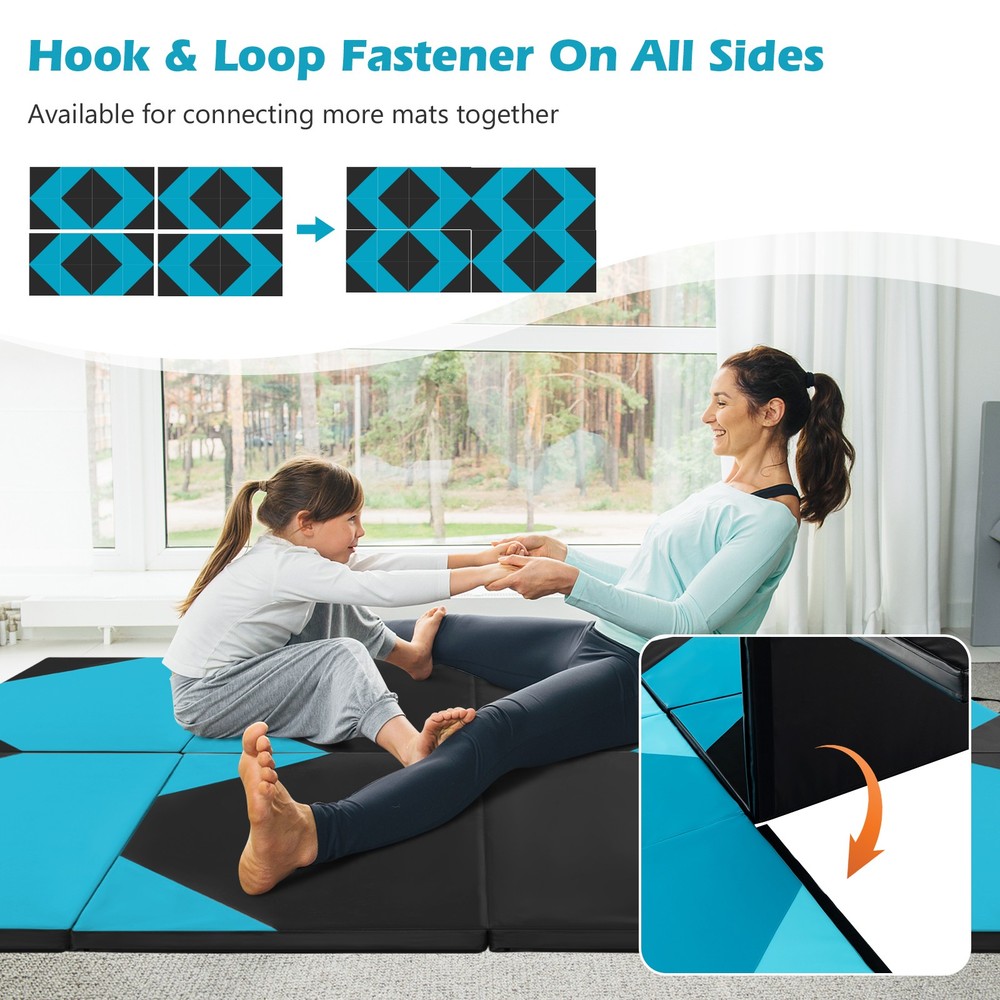 10' x 4' x 2" 4-Panel Folding Gymnastics Exercise Mat w/ Hook & Loop Fasteners