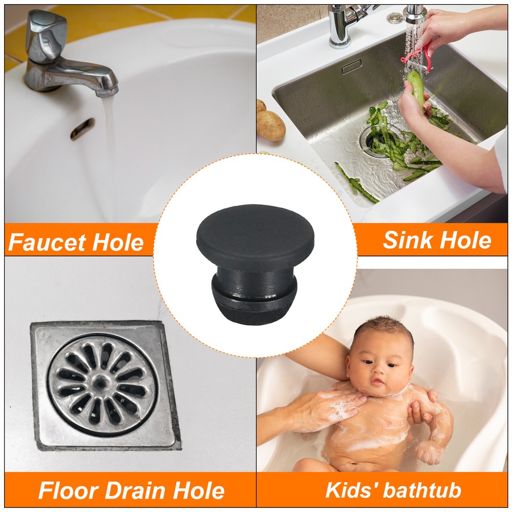 20pcs Silicone Hole Plugs Flush Type Panel Round Hole Plugs 8mm Diameter Black