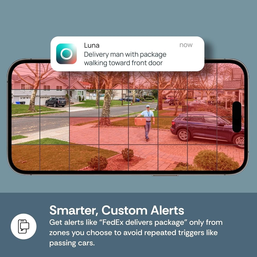 Luna 2K Window Security Camera with Smart AI Alerts & Quick Peel-and-Stick Mount
