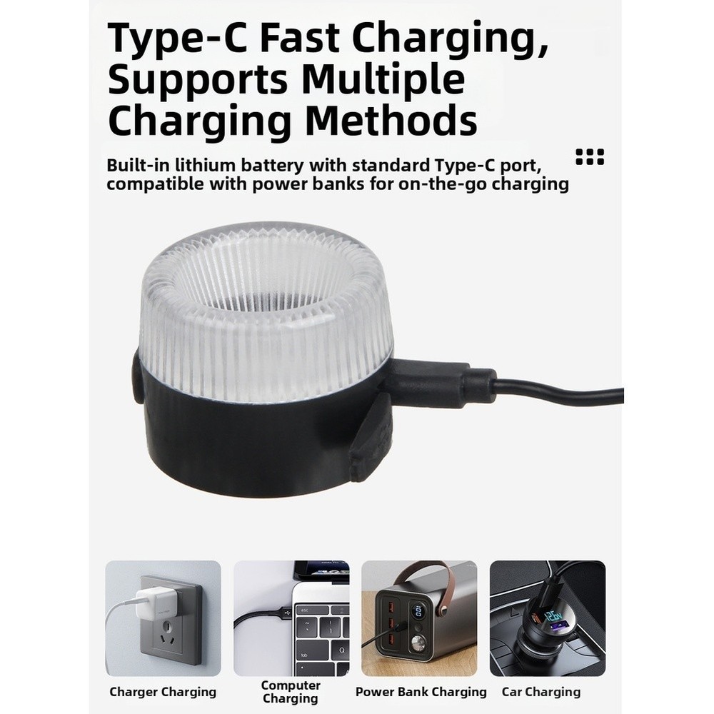 COB LED Bicycle Tail Light Rechargeable Type C Waterproof with Quick Strap