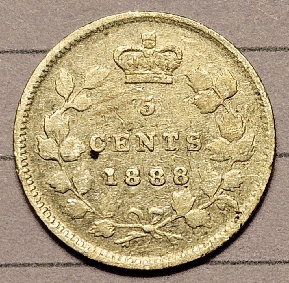 CANADA 1888 SILVER 5 CENTS KM2 Cleaned