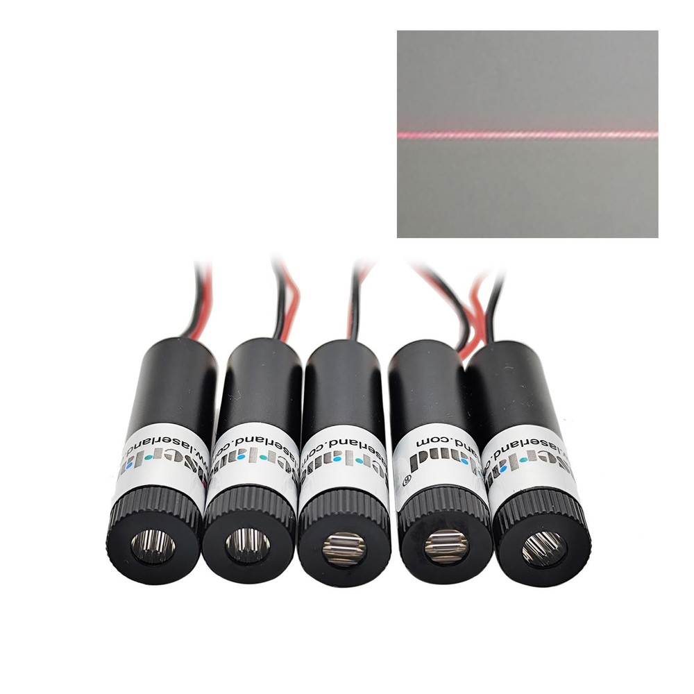 5 PCS Red Light Line Projector Diode Module, 12mm Diameter, 5VDC, 650nm, Laser