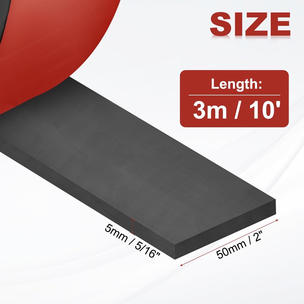 Neoprene Rubber Strips 2" Wide x 5/16" Thick x 10' Long, Self Adhesive Solid ...