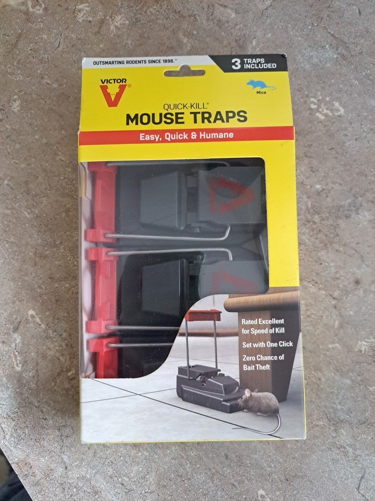 Victor Quick-Kill Mouse Traps Easy, Quick & Humane Sets in One-Click 3 pk