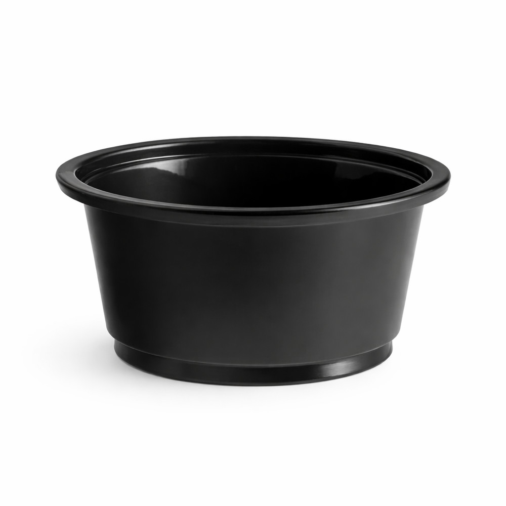 Choice Black Plastic Souffle Cup / Portion Cup - 2 oz. - 2,500/Case