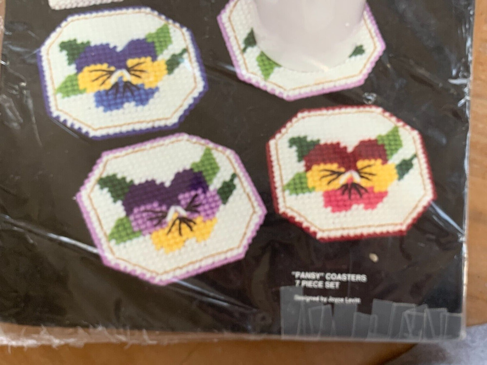 Bucilla Plastic Canvas Pansy Coasters Kit 6020