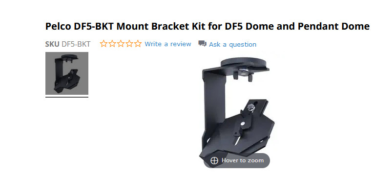 Pelco DF5-BKT Mount Bracket Kit for DF5 Dome and Pendant Dome