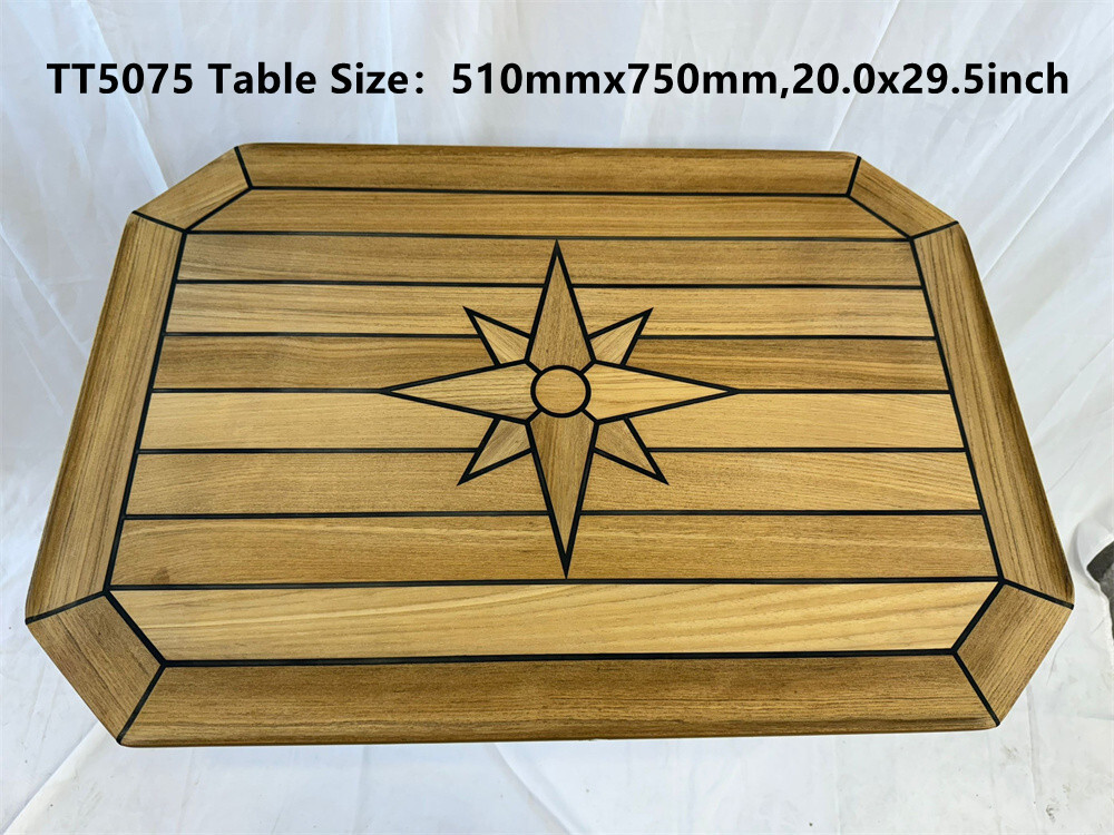 Boat Rectangular Solid Teak Table Top 20.0x29.5 inch Square Corner Marine FS