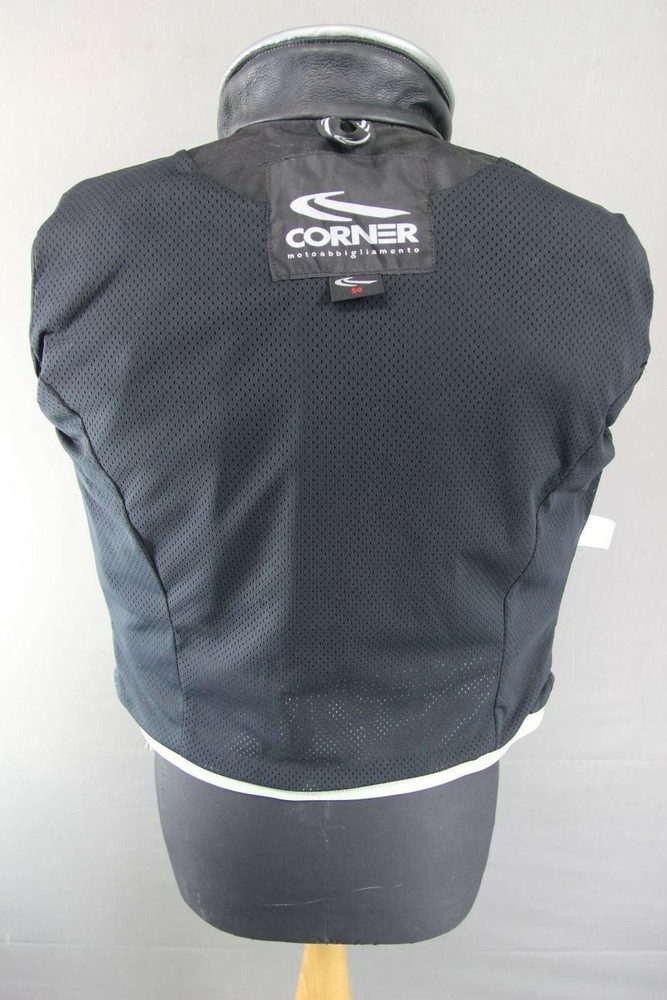 SUPERB CORNER BLACK, GREY & SILVER LEATHER BIKER JACKET 38 INCH