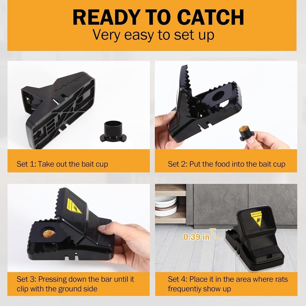 Durable Plastic Rat Traps - Safe, Quick-Set 6-Pack for Total Rodent Control