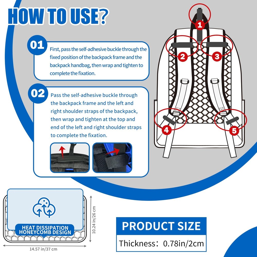 Backpack Ventilation Frame Breathable Backpack Ventilation Spacer | Sweat-Fre