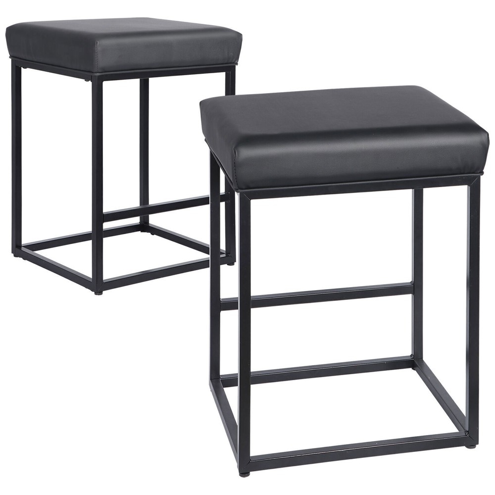 Set of 2 for Kitchen Counter Backless Modern Square Barstools Support 330 LBS