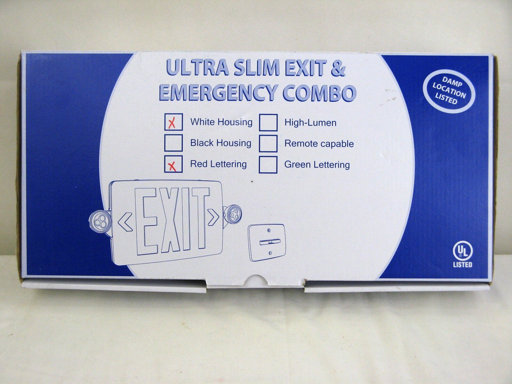 Red LED Exit Signs Emergency Light Combo with Battery Backup & Instructions