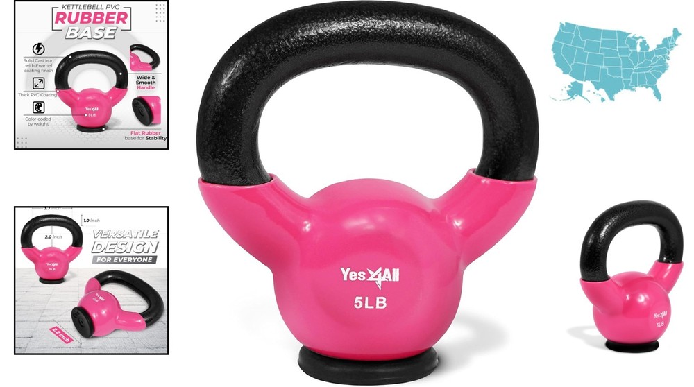Versatile Kettlebell Set (5-65 lbs) with Rubber Base for Home Strength Training