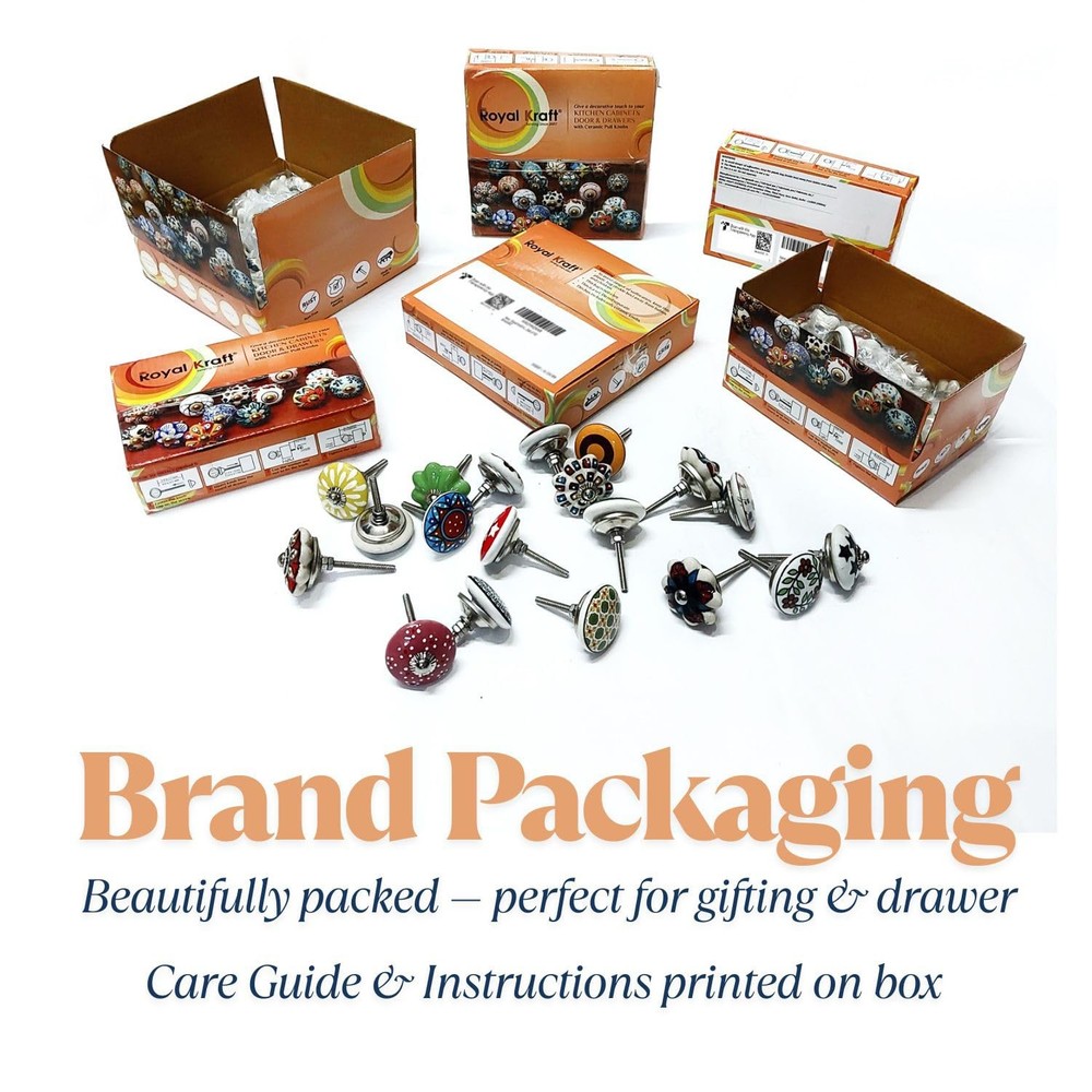 Vintage Grey Printed Ceramic Pull Knobs for Kitchen Cabinet, Door & Drawer, W...