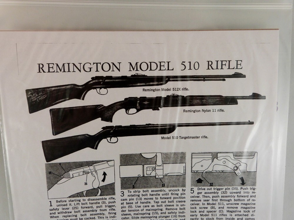 REMINGTON MODEL 51O TARGETMASTER RIFLE BREAK DOWN INSTRUCTION KIT