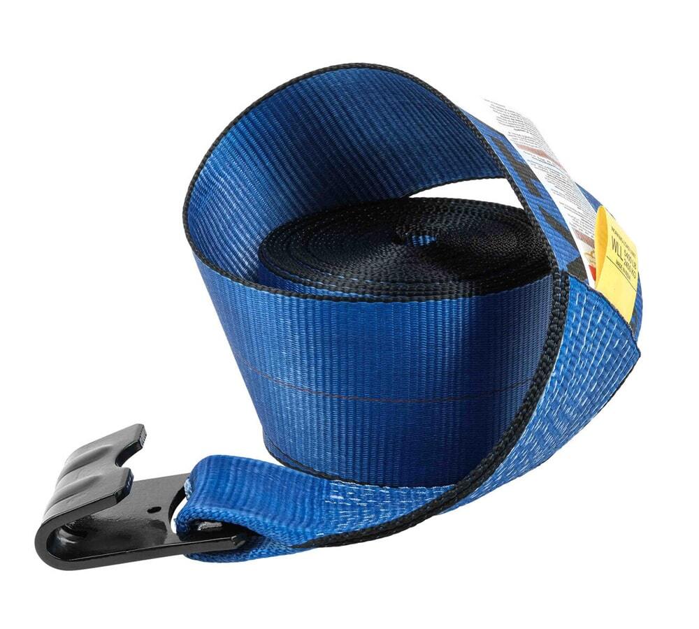 (20 Pack) 4" x 30' Winch Strap with Flat Hook - Blue